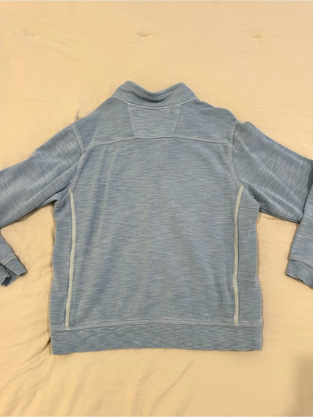 Tommy Bahama Light Blue Men’s Quarter-Zip Sweatshirt with Yellow Logo